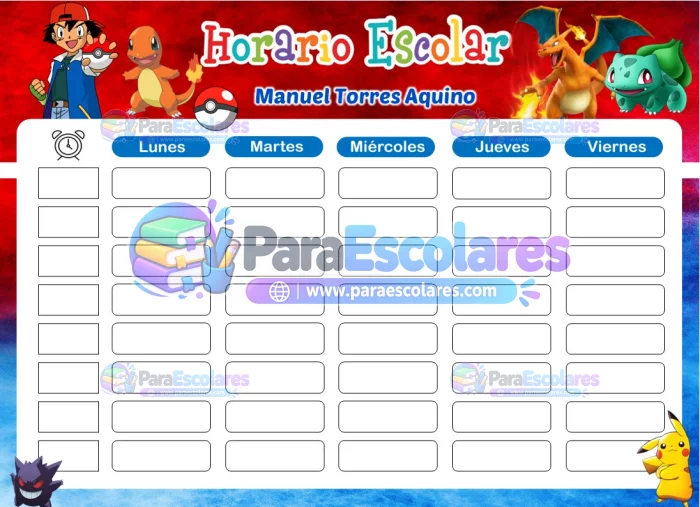 Pokemon Horario Escolar